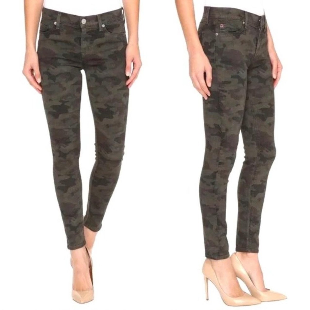 $195 HUDSON Collin Camo Midrise Skinny Jeans Charcoal Distressed Wmn Stretch 27‎
